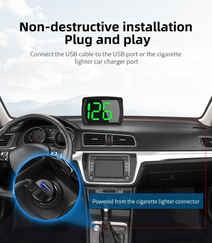 XMKT GPS KMH MPH HUD Digital Speedometer Head Up Display Car Electronics Accessories Big Font Speed for All Cars