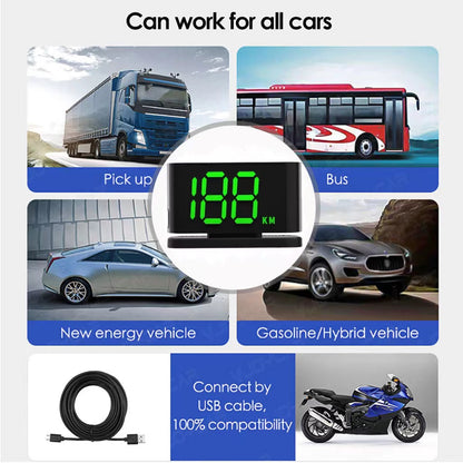 V3-2023 NEW ! HUD head up display for car GPS speedometer suitable for all Vehicles