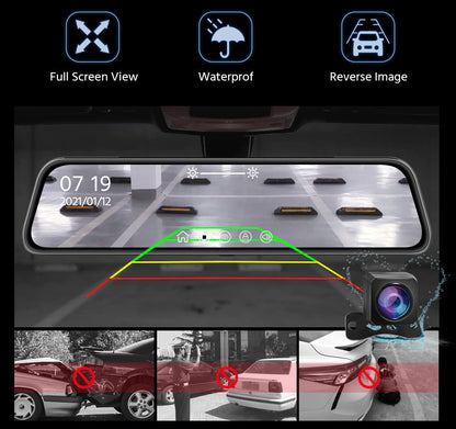 X2 10 Inch Car DVR Mirror Video Recorder 1080P+1080P Touch Screen Dashcam For Car Dual Lens