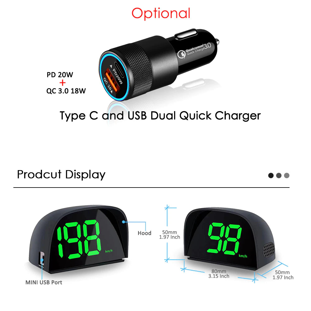 Y05 GPS KMH MPH HUD Digital Speedometer Head Up Display Car Electronics Accessories Big Font Speed for All Cars