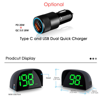 Y05 GPS KMH MPH HUD Digital Speedometer Head Up Display Car Electronics Accessories Big Font Speed for All Cars